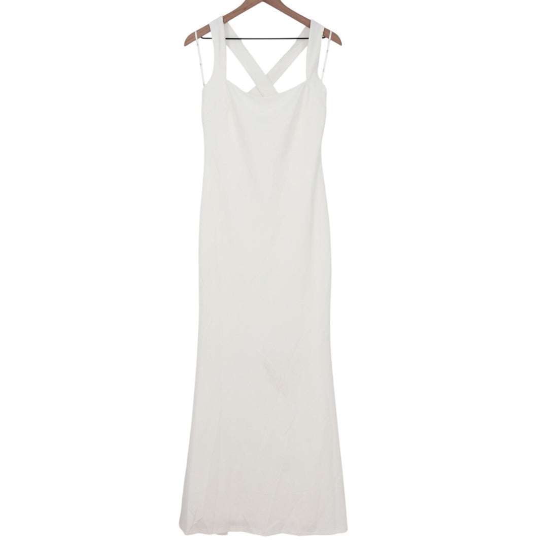 Lulus Pure Romance Mermaid Maxi Dress Womens Medium White Stretch Crossback