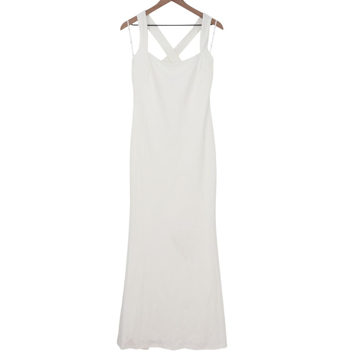 Lulus Pure Romance Mermaid Maxi Dress Womens Medium White Stretch Crossback