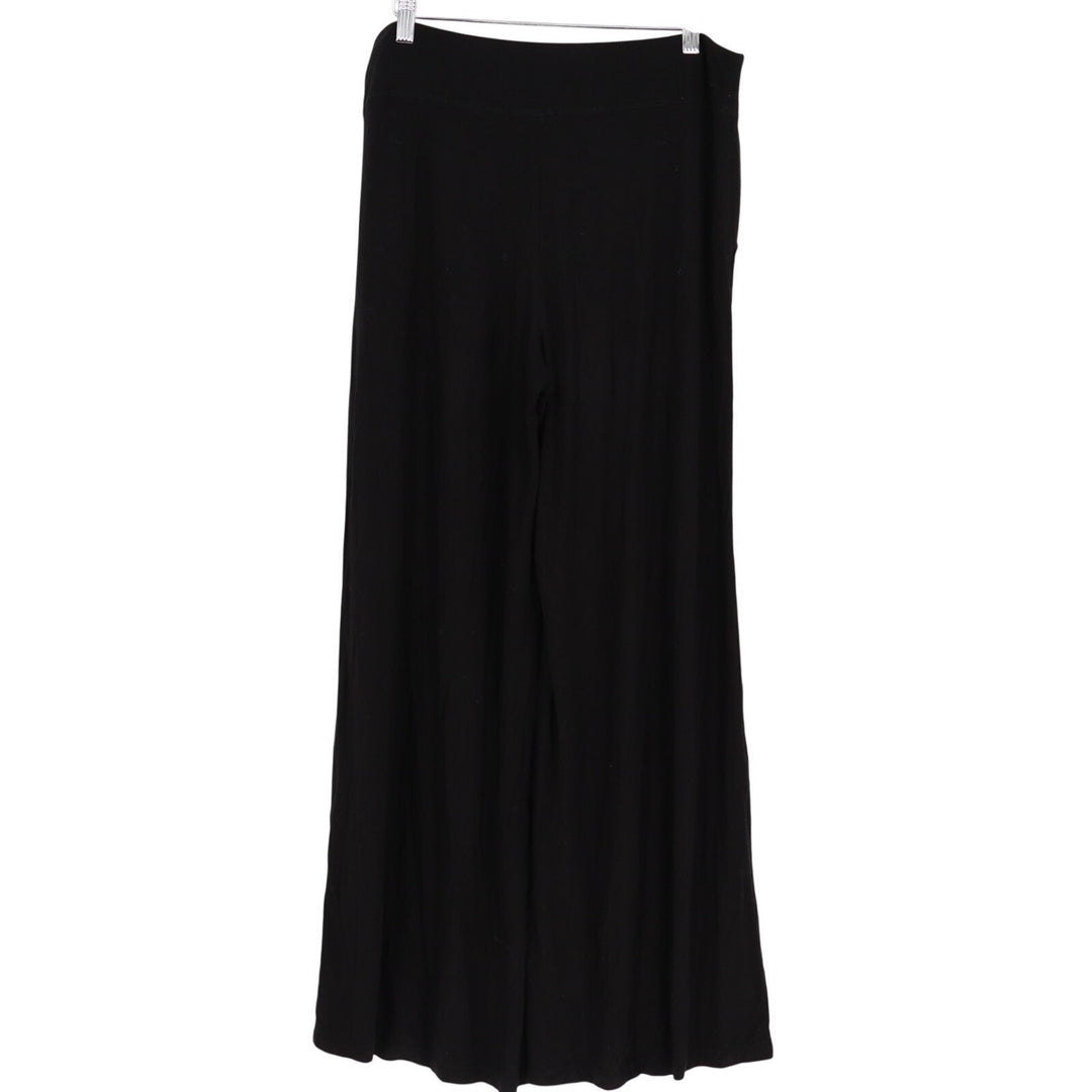 Aerie Palazzo Pants Womens Large Black Stretch High Waisted Flared Leg Pull On