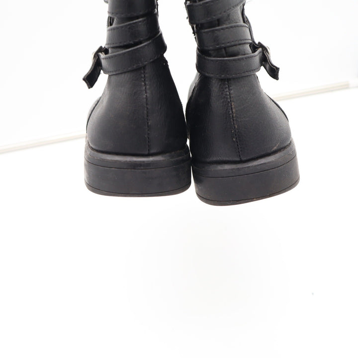 Kohls Womens 9.5 Black Tall Riding Boots Knee High Buckle Strap