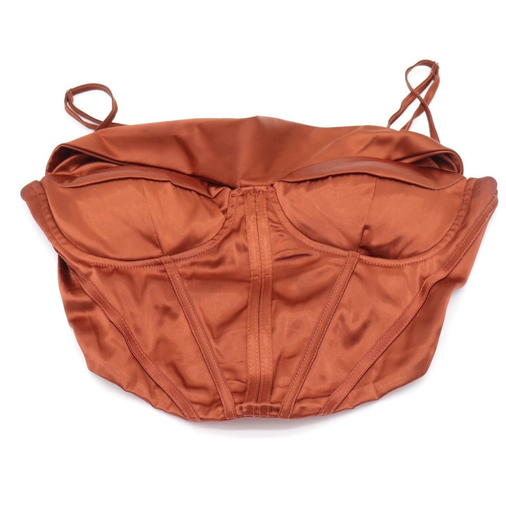 Unbranded Corset Top Women XL Bustier Rust Copper Satin Boning Underwire Good