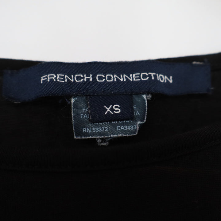 French Connection Black Short Sleeve Layered Chiffon Hem Top XS 765ZM