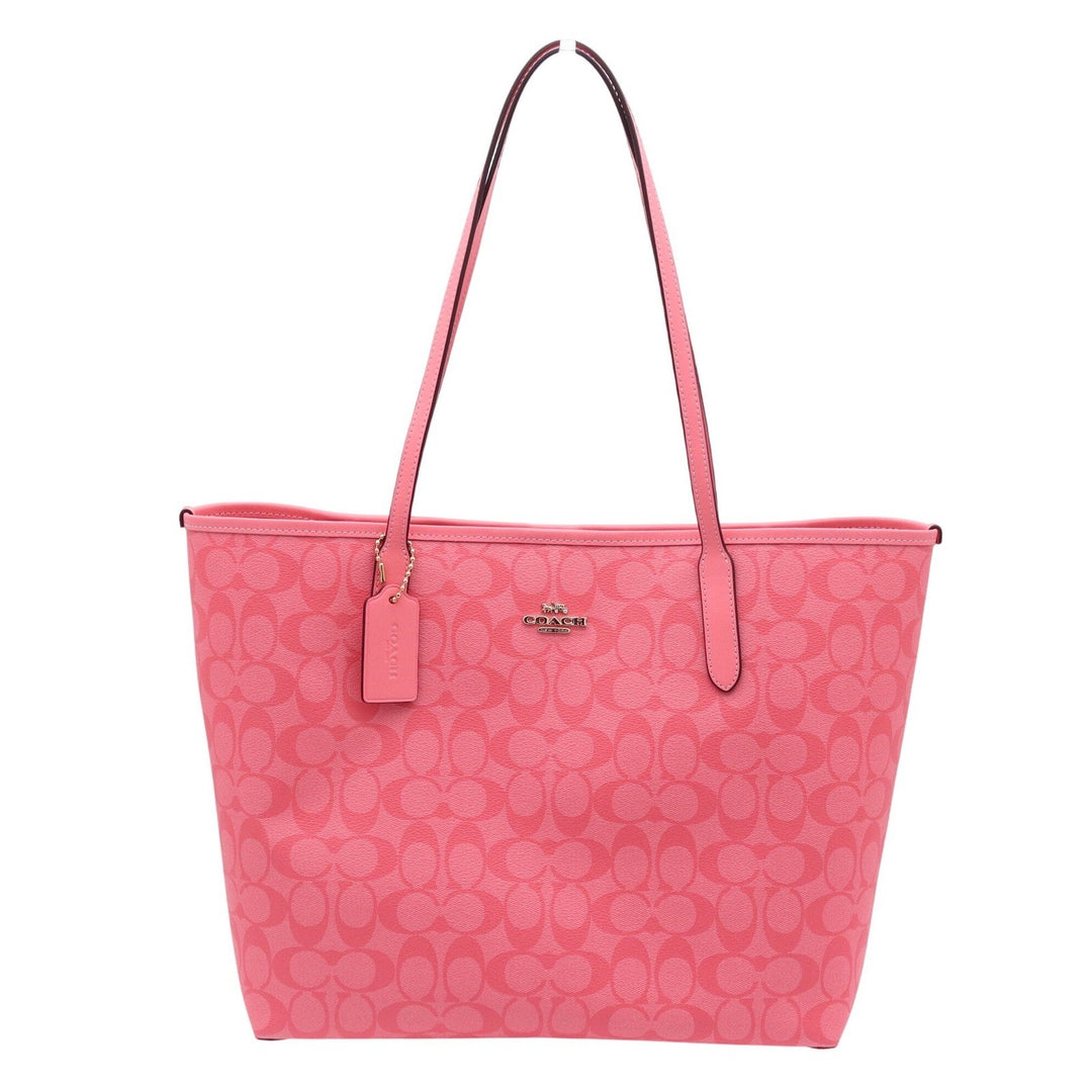 Coach City Tote Signature Canvas Pink Floral Interior Shoulder Bag