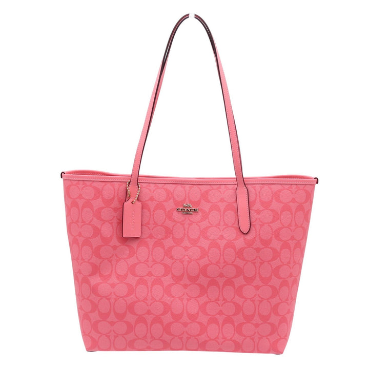 Coach City Tote Signature Canvas Pink Floral Interior Shoulder Bag
