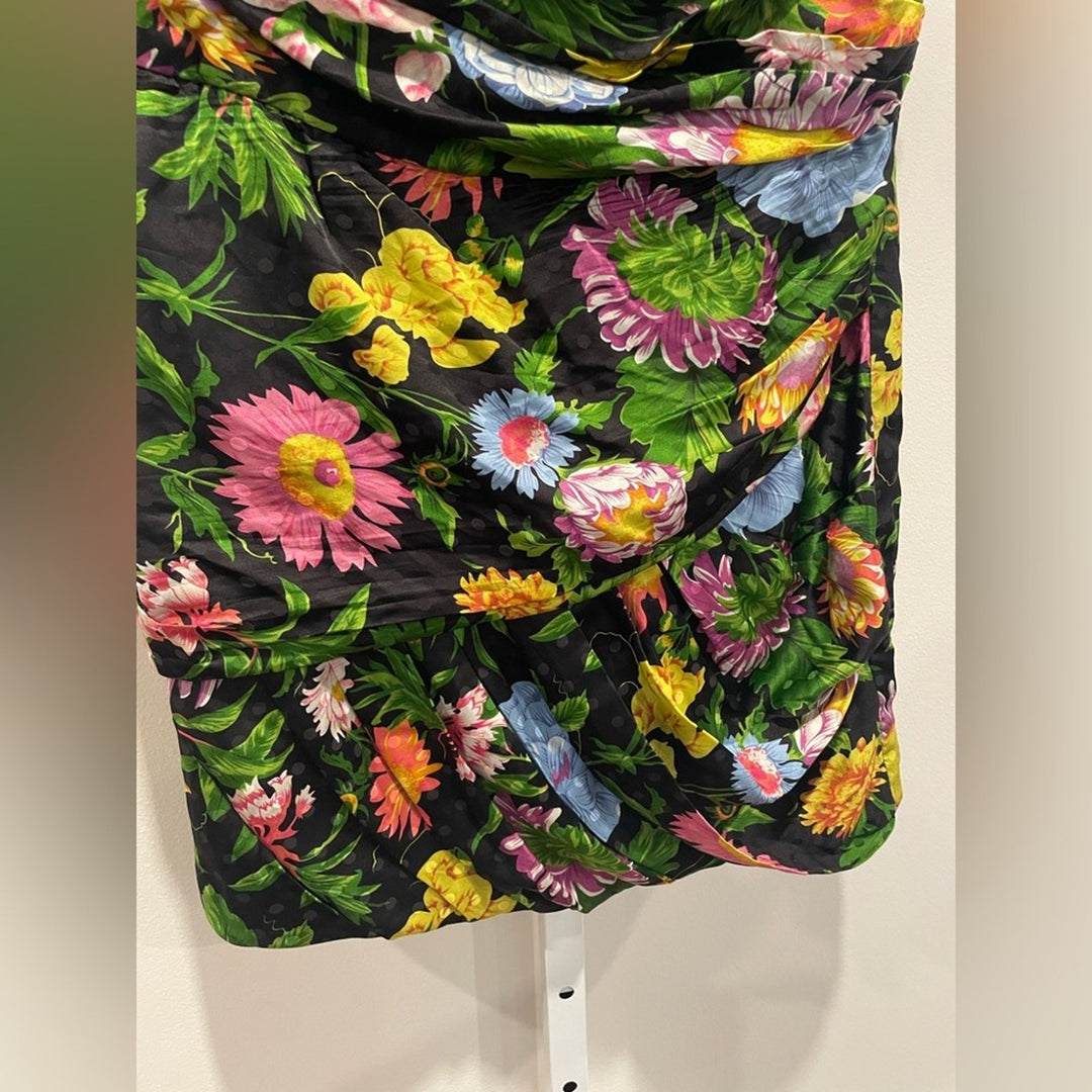 Ronny Kobo Margot Strapless Floral Satin Mini Dress Size XL