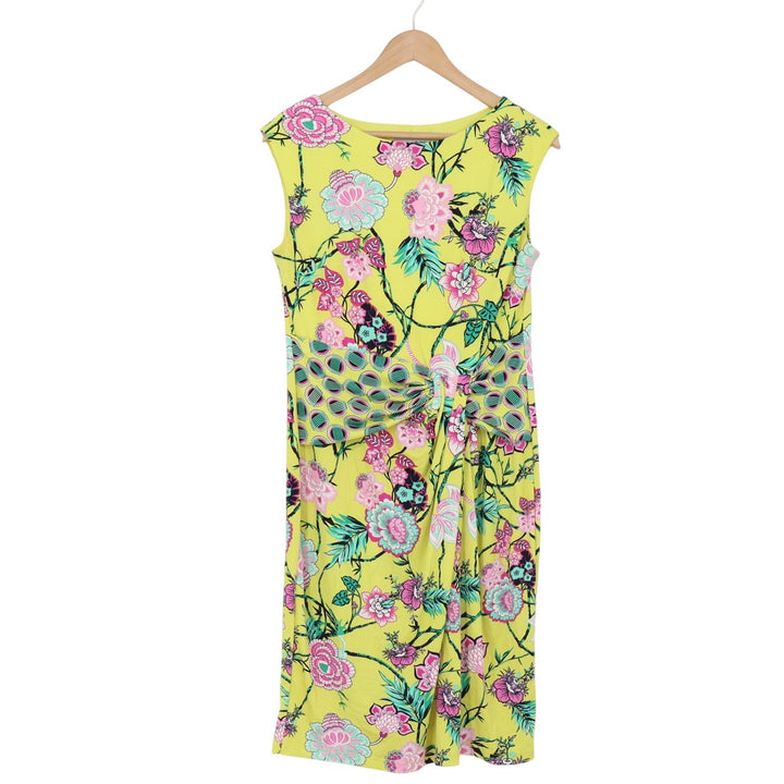 Shelby & Palmer Dress Womens 6 Sheath Yellow Floral Side Knot Sleeveless