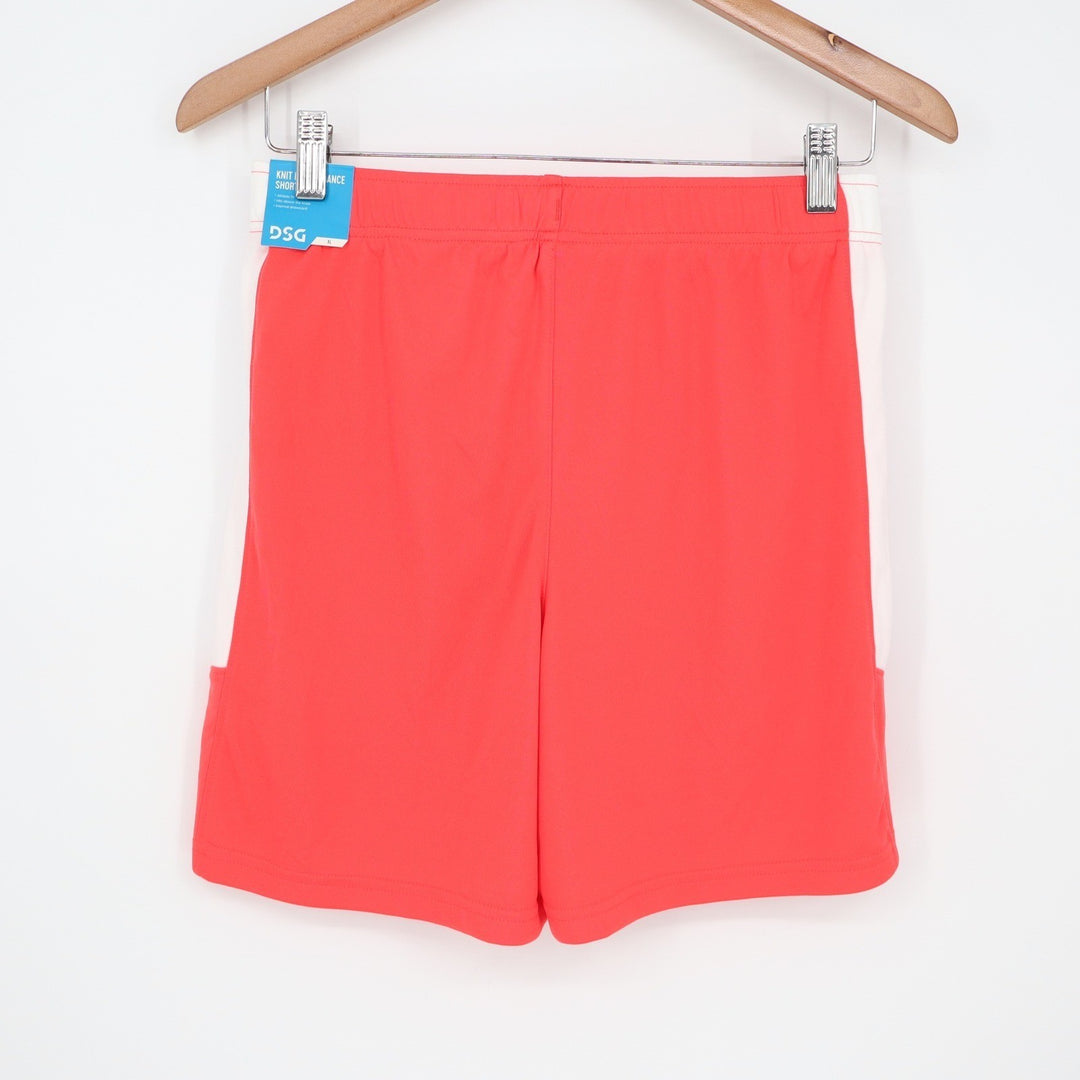 DSG Boys All Sport Shorts XL 18 Cabana Coral Pure White Moisture Wicking