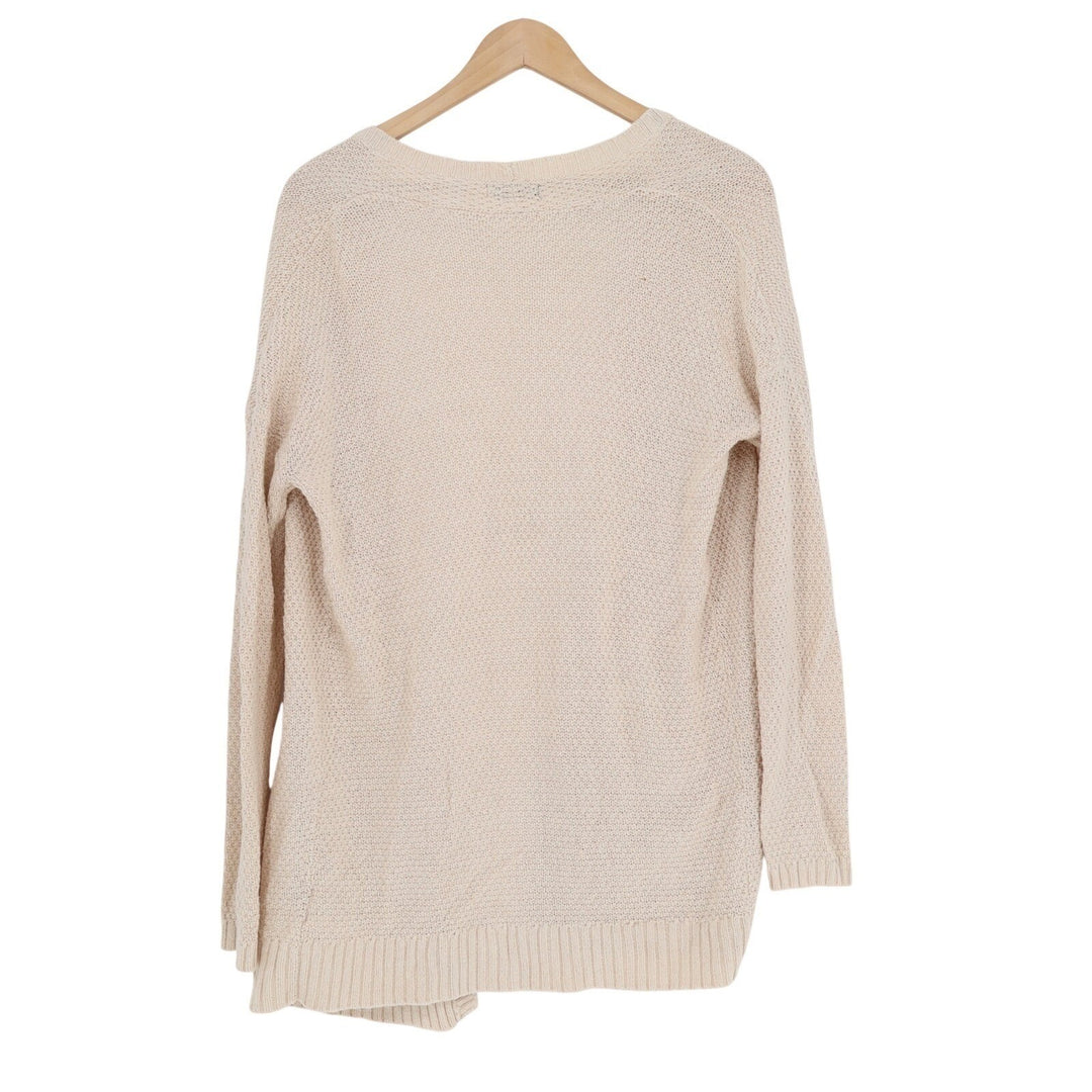 BDG Cardigan Sweater Womens Medium Beige Cotton Chunky Knit Pocket Open Front