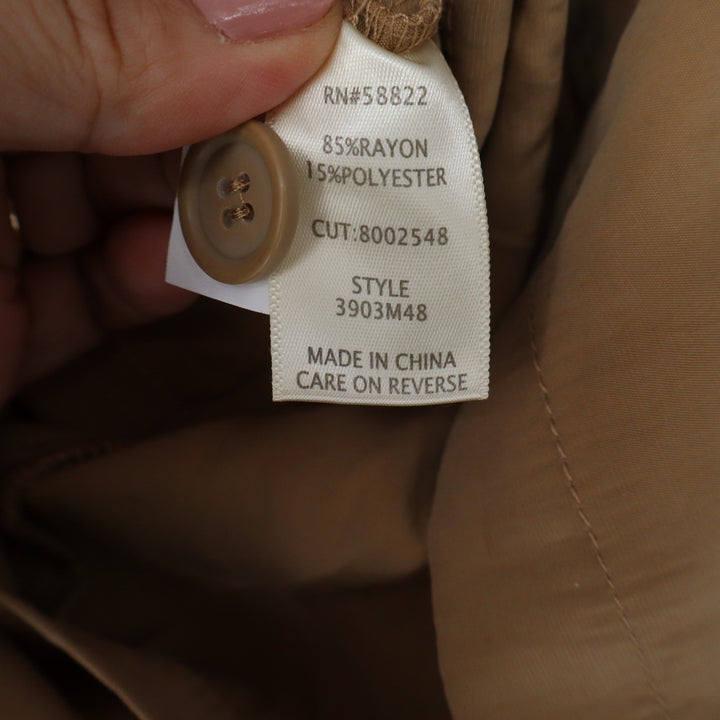 Max Studio Womens Utility Jumpsuit Tan Brown Long Sleeve Tie Waist Size M