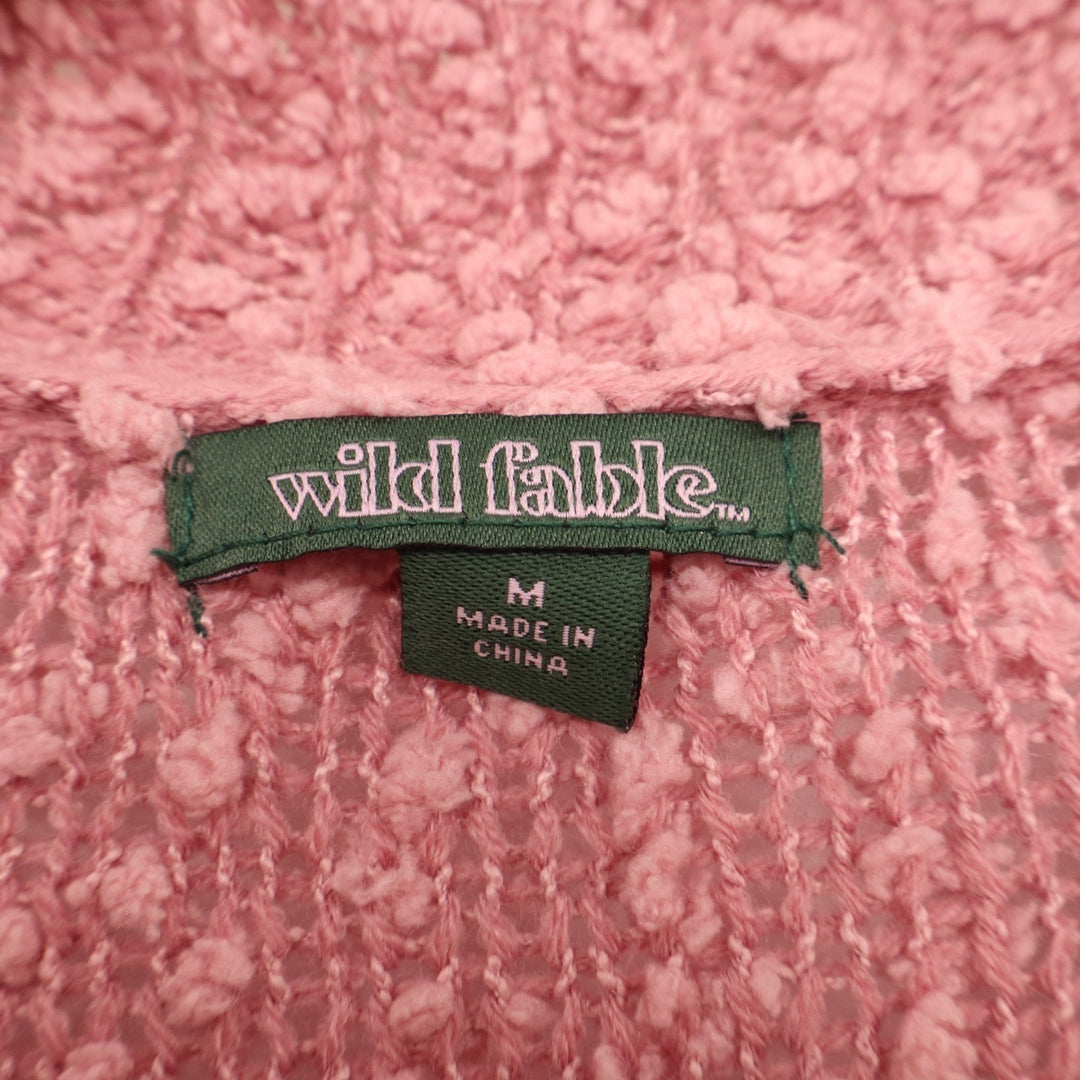 Wild Fable Cardigan Sweater Womens Medium Pink Knitted Long Sleeve Open Front