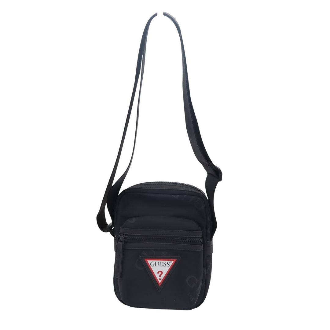 Guess Womens Handbag Core Black Zipper Pocket Adjustable Strap Crossbody Bag