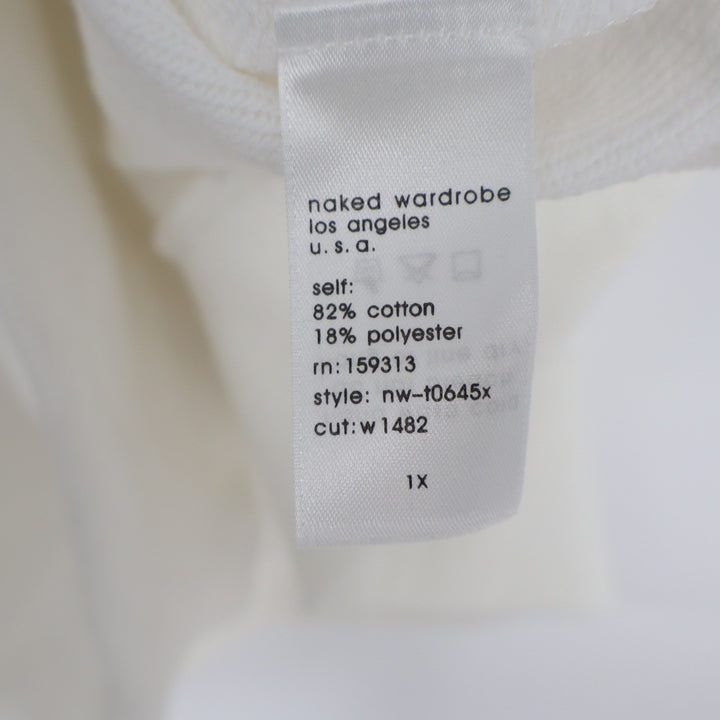 Naked Wardrobe Womens 1X Off White Cream Crewneck Sweatshirt Oversized