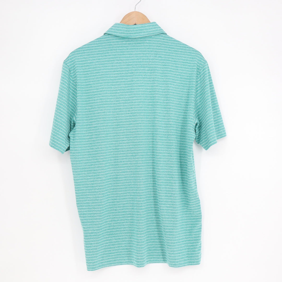 Walter Hagen Mens P11 Classic Stripe Polo Shirt Aquatic Teal White Size S New