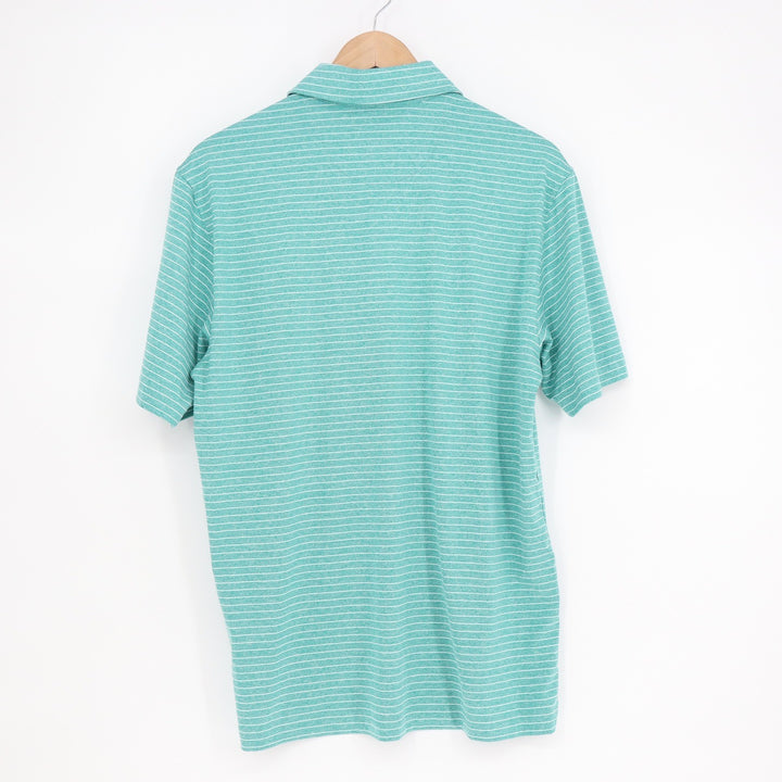 Walter Hagen Mens P11 Classic Stripe Polo Shirt Aquatic Teal White Size S New