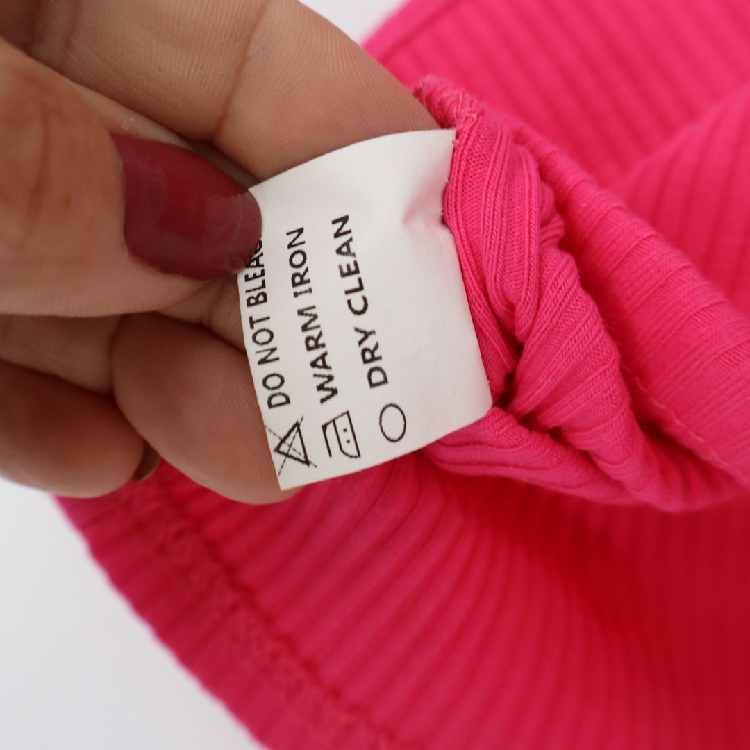 Unbranded Crop Top Womens S One Shoulder Ribbed Hot Pink Asymmetrical Excellent