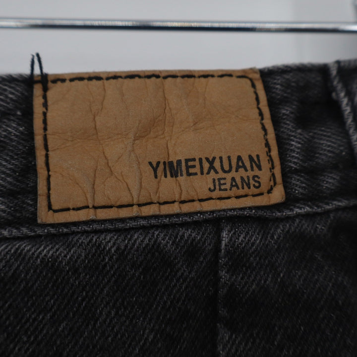 Yimeixuan Jeans Black Denim Button Front Mini Skirt High Waist A-Line Size L