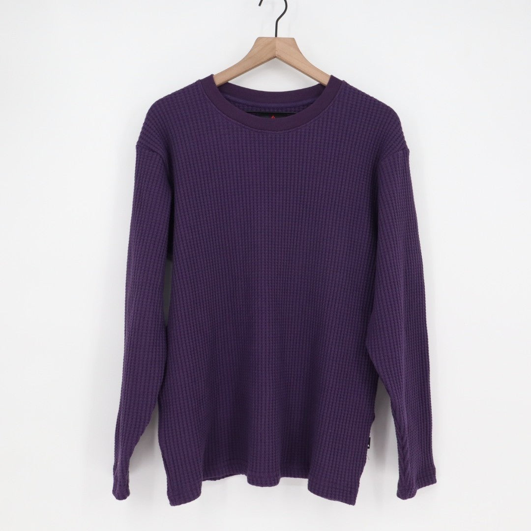 American Giant T-Shirt Mens Large Purple Cotton Stretch Waffle Knit Long Sleeve
