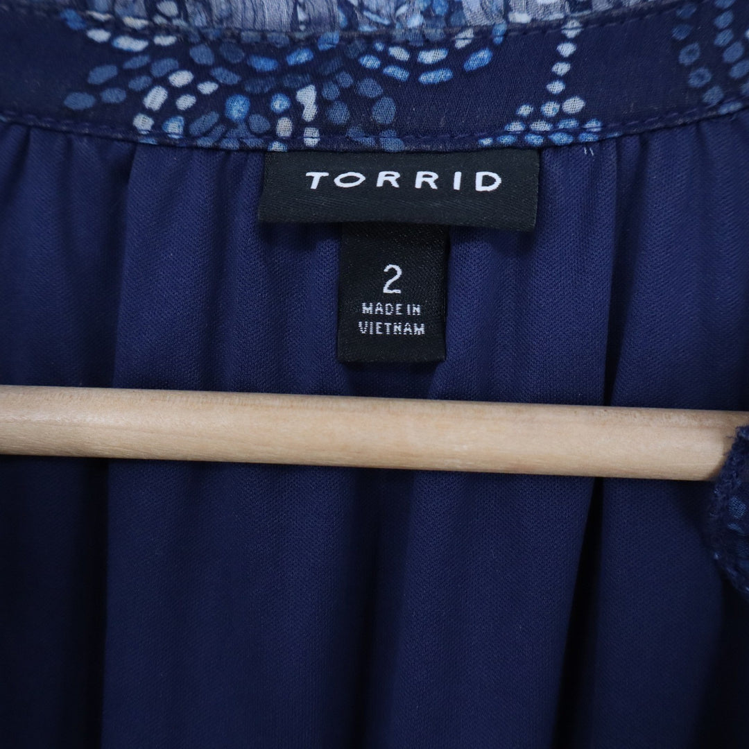 Torrid Navy Blue Medallion Print Tiered Maxi Dress Plus Size 2 V-Neck