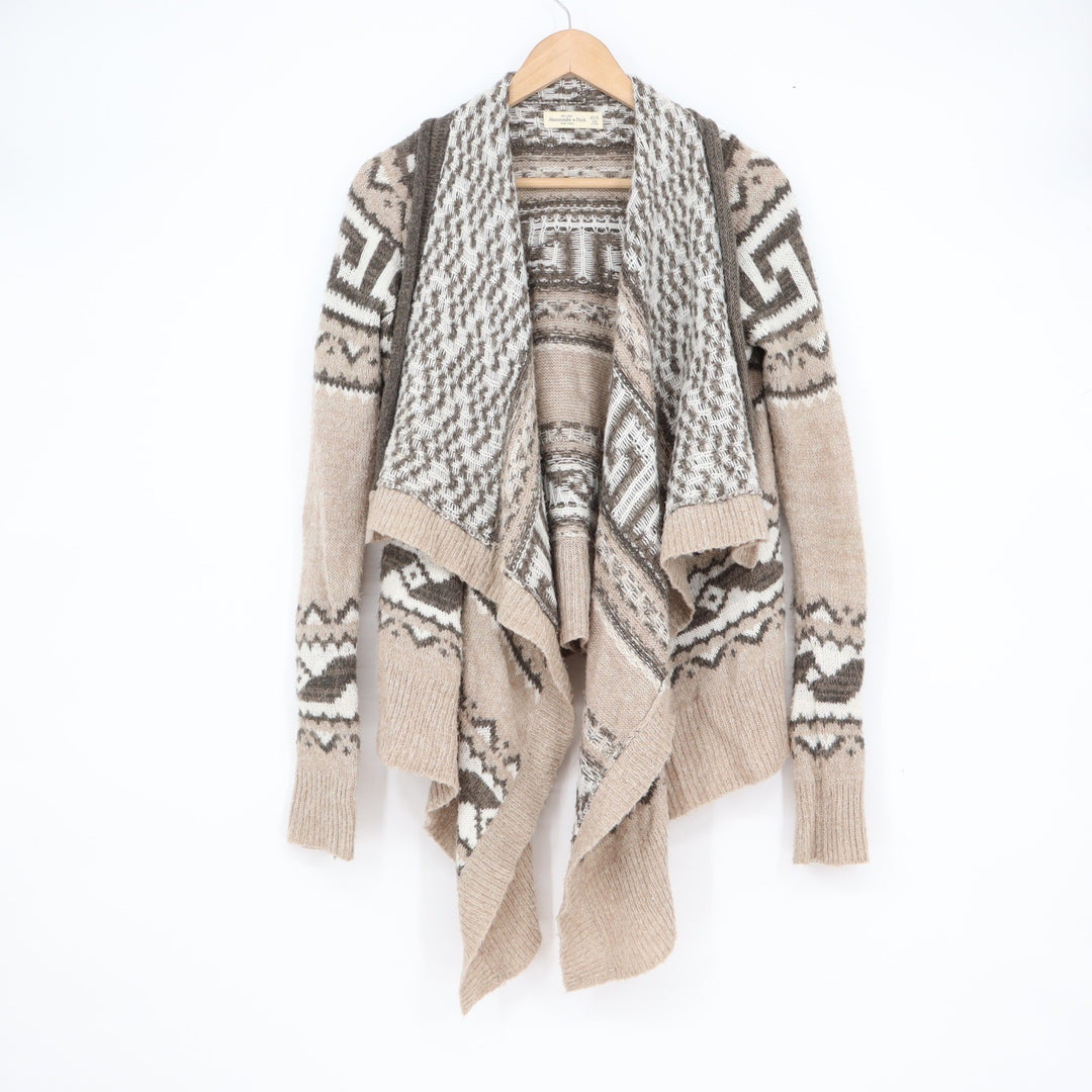Abercrombie & Fitch Southwestern Geometric Open Front Waterfall Cardigan XS/S