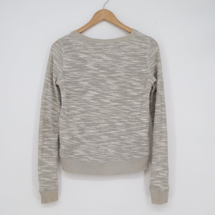Abercrombie & Fitch Womens XS Oatmeal Metallic Knit Side Zipper Sweater