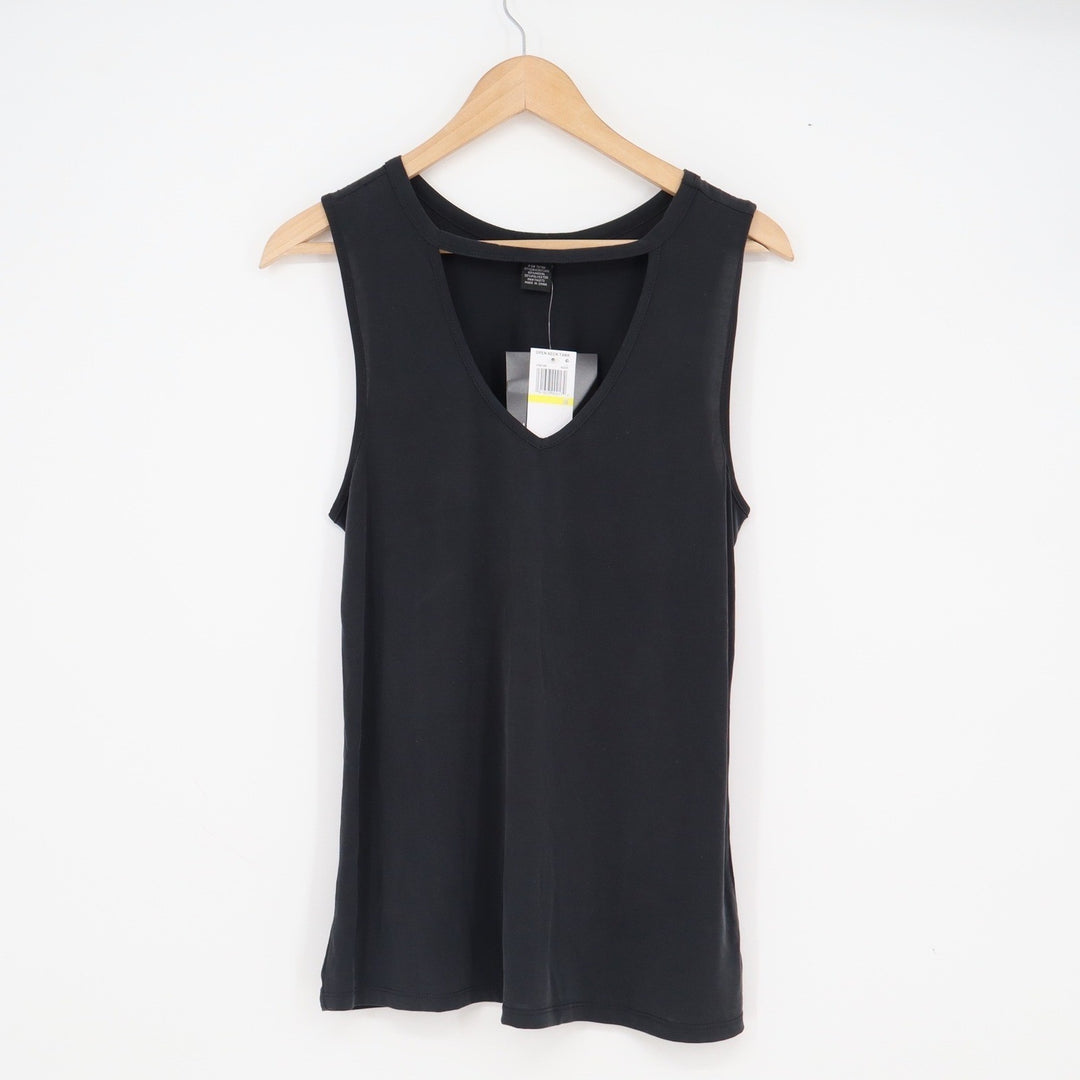 Miss Chievous Women Black Open Neck Tank Top Cutout V-Neck Medium NWT