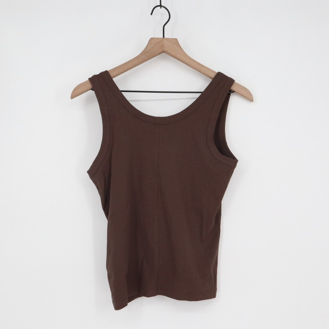 Madewell Tank Top Womens Medium Brown Ribbed Cotton Stretch Round Neck Comfy