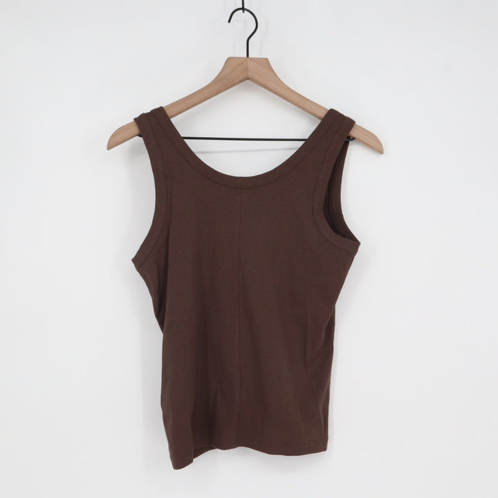 Madewell Tank Top Womens Medium Brown Ribbed Cotton Stretch Round Neck Comfy