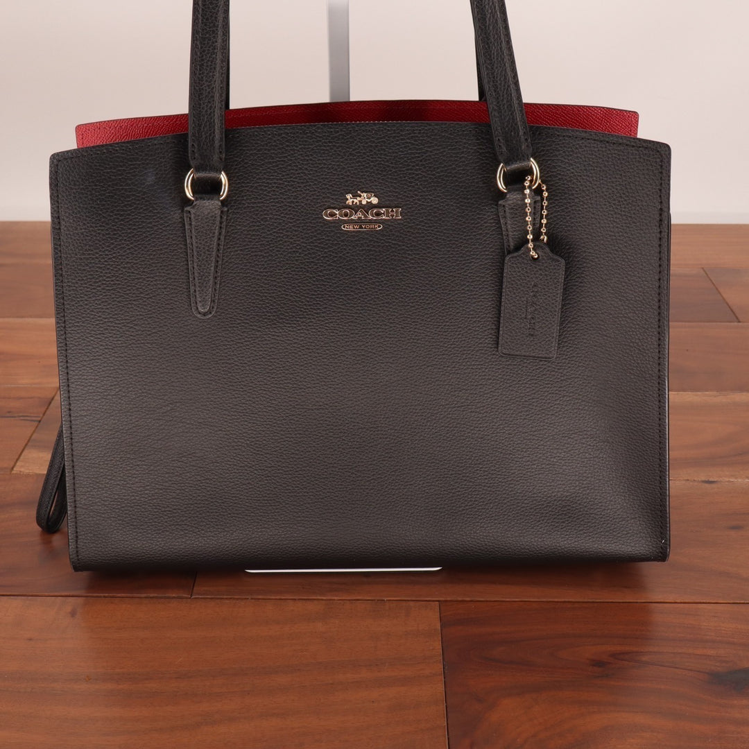 Coach Tatum Carryall Handbag Womens Core Black Pebbled Leather Shoulder Bag