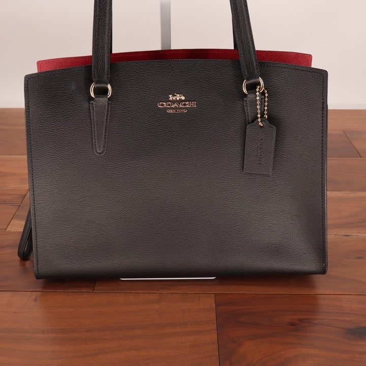 Coach Tatum Carryall Handbag Womens Core Black Pebbled Leather Shoulder Bag