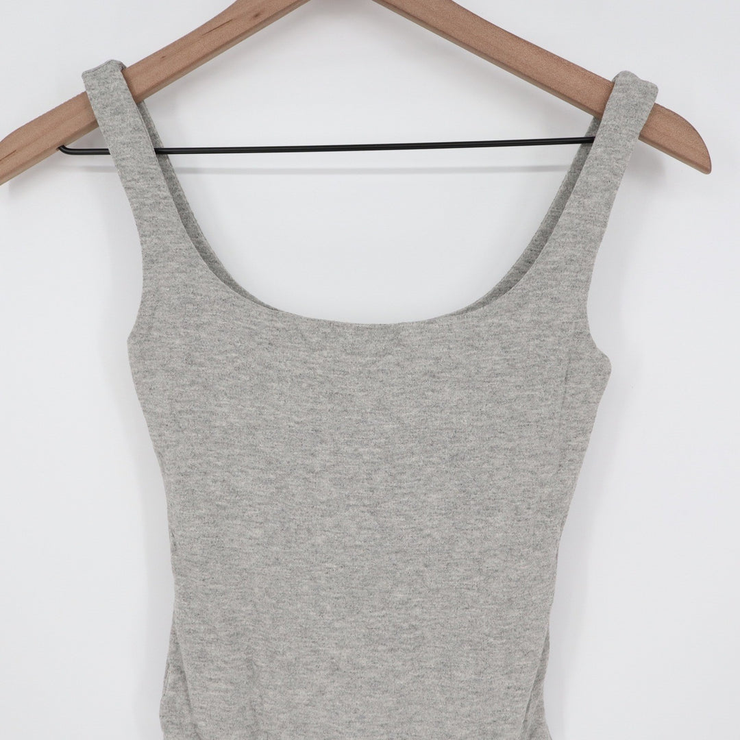 Naked Wardrobe Heather Gray Scoop Neck Sleeveless Thong Bodysuit L
