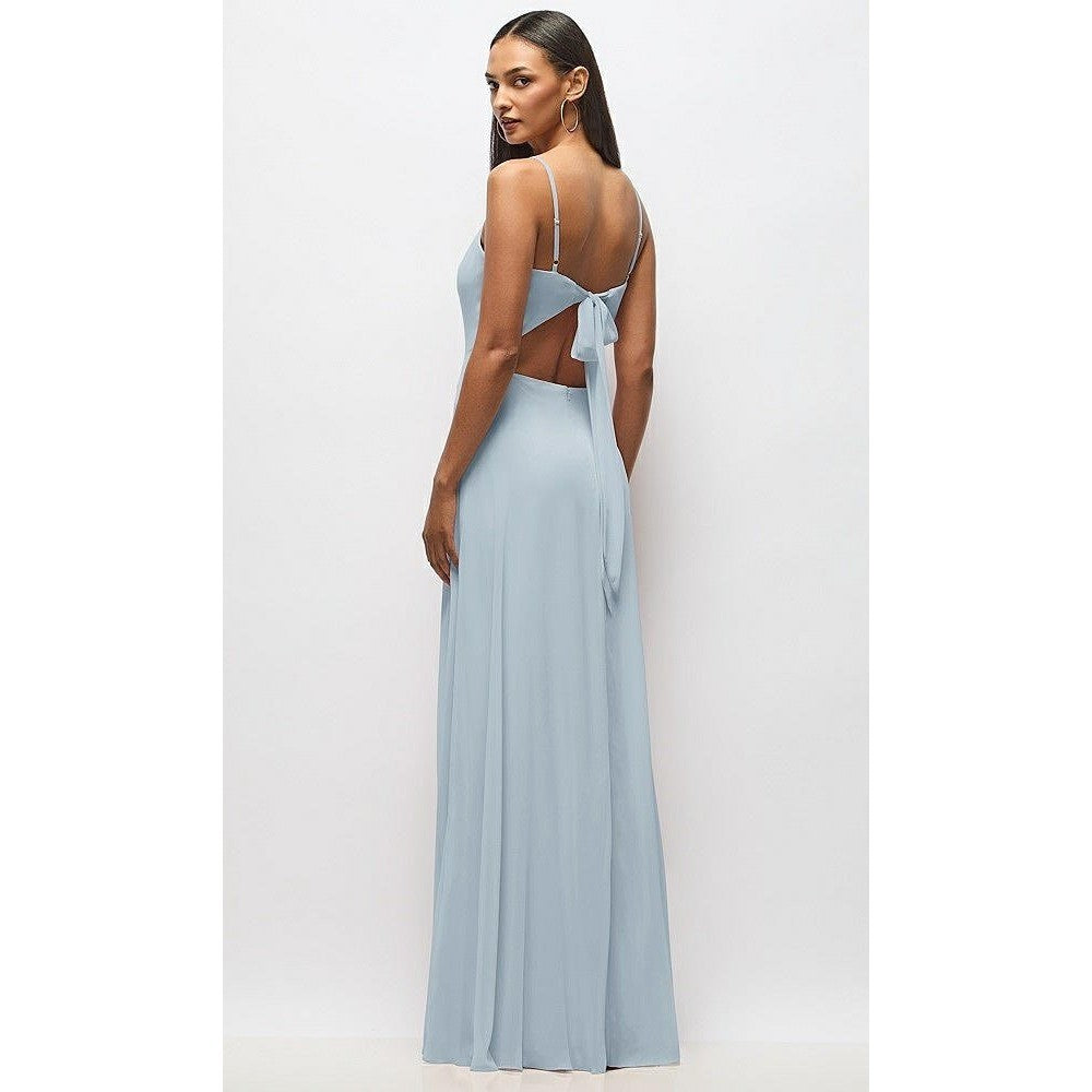After Six Tie-Back Cutout Maxi Dress With Front Slit In Mist Size 14