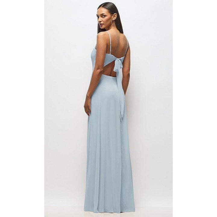 After Six Tie-Back Cutout Maxi Dress With Front Slit In Mist Size 14