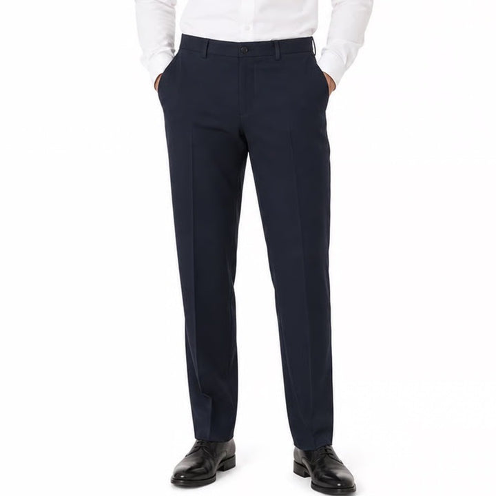 Haggar H26 Mens Dress Pants 36x32 Navy Blue Flat Front Straight Leg Trousers