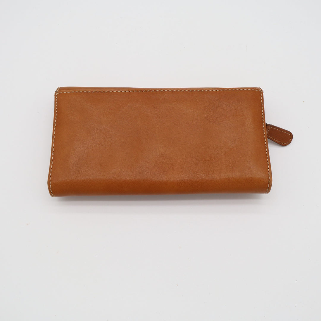 Frye Olivia Womens Cognac Brown Leather Inner Credit Card Slots Flap Up Wallet