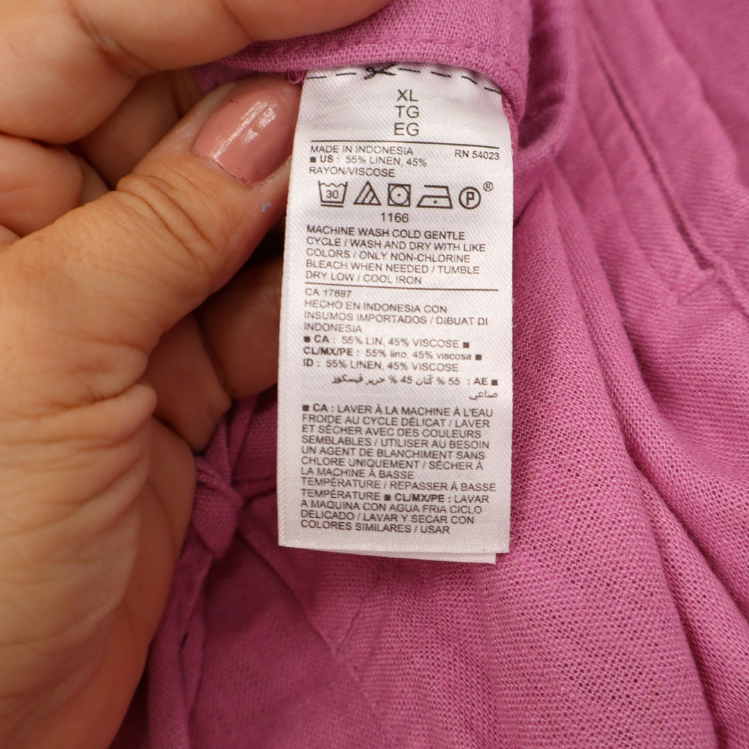 Old Navy Womens XL Pink Linen Blend Elastic Waist Drawstring Shorts