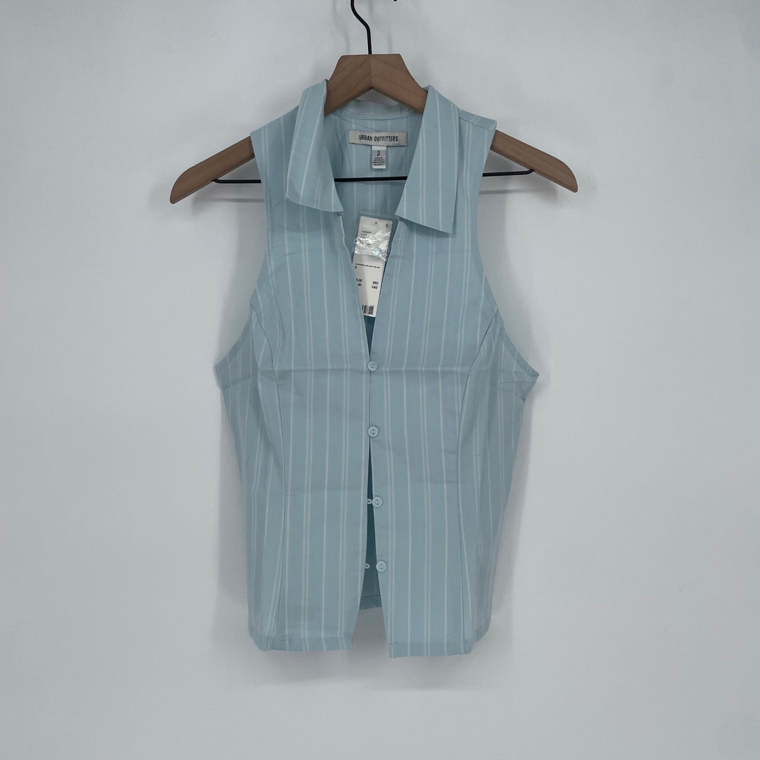 Urban Outfitters Striped Sleeveless Button Front Collar Shirt Top Women's Small