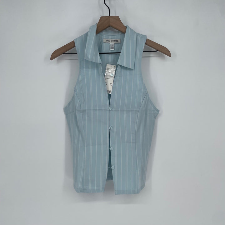 Urban Outfitters Striped Sleeveless Button Front Collar Shirt Top Women's Small
