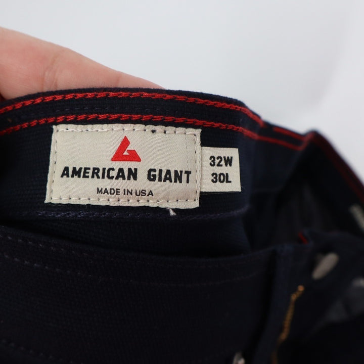 American Giant Roughneck Pants Mens 30x32 Blue Stretch Canvas Straight Workwear