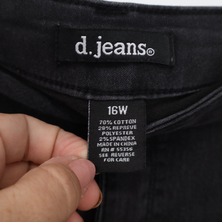 d.jeans Womens 16W Black Skinny Denim Jeans Stretch Ankle Length