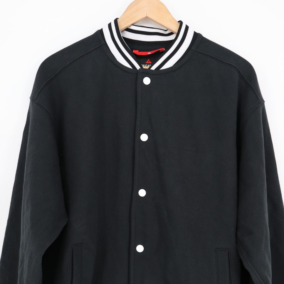 American Giant Lettermen Varsity Jacket Unisex Medium Black Cotton Snap Front
