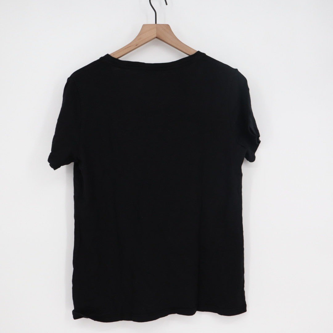American Giant Black V Neck T Shirt Made in USA Size L Casual Basic Tee