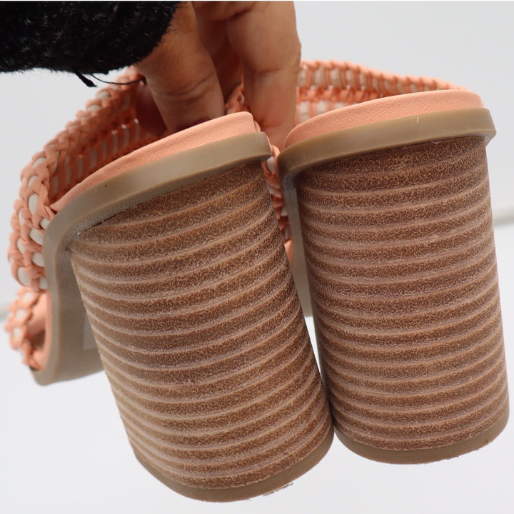 DV Dolce Vita Sandals Womens 7 Rozie Woven Block Heel Peach Braided Excellent