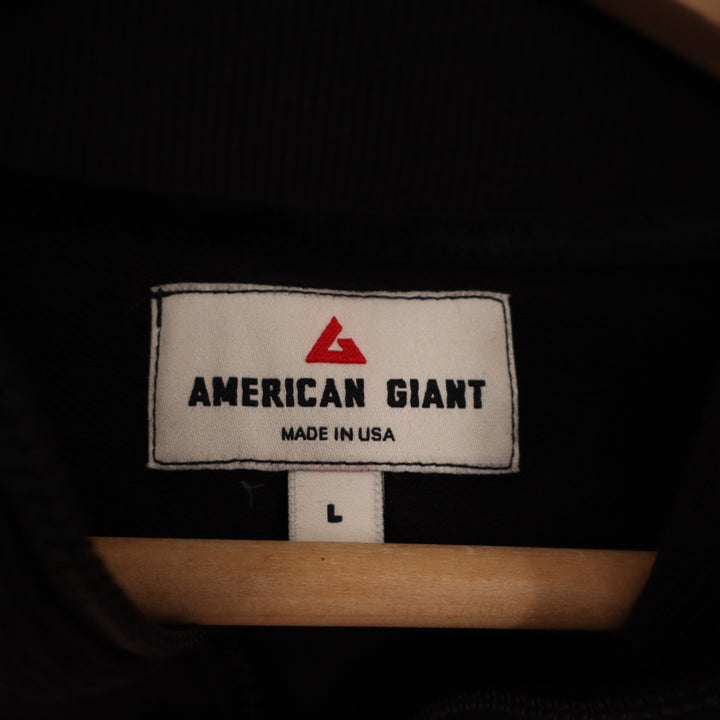 American Giant Moto Dress Womens Large Black Cotton Quarter Zip Long Sleeve