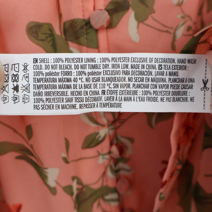 Endless Rose Peach Floral Tiered Midi Skirt Lace Trim Button Front Womens Size S