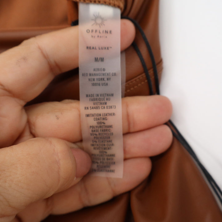 OFFLINE by Aerie Real Luxe Brown Faux Leather High Rise Leggings M