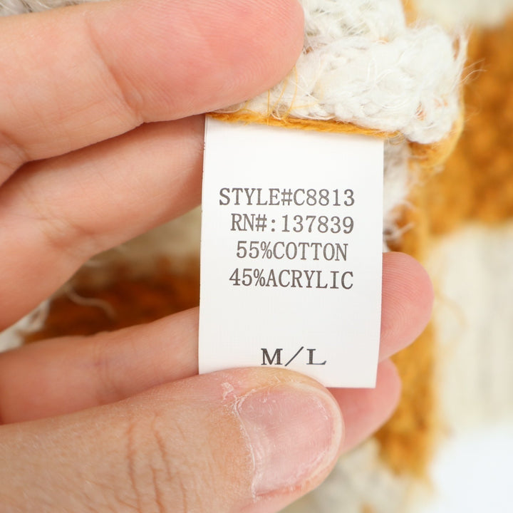 Altar'd State Sweater Womens M/L Mustard White Striped Eyelash Knit Pullover