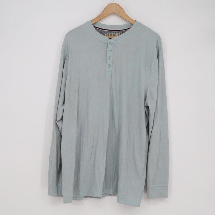 Weatherproof Vintage Mens XXL Light Blue Long Sleeve Henley Shirt