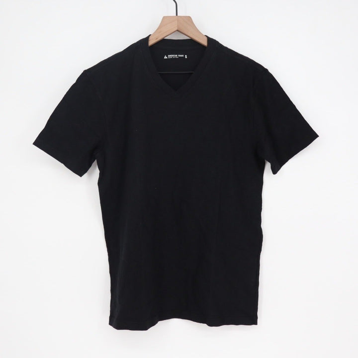 AMERICAN GIANT Black V Neck T Shirt Mens Size S Made in USA Cotton