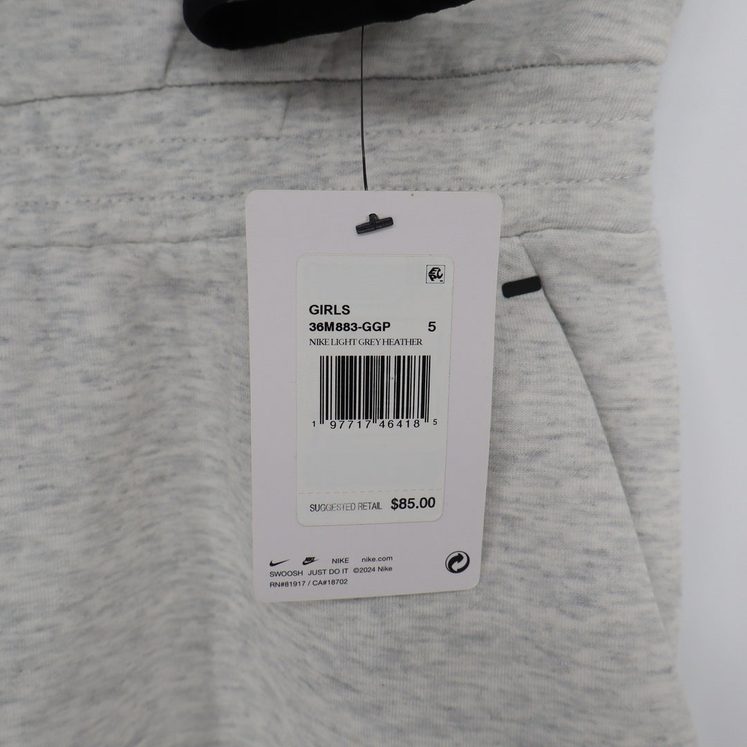 Nike Girls Tech Fleece Quarter Zip Dress Light Grey Heather Size 5