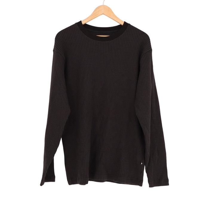 American Giant Crew T Shirt Mens Large Black Cotton Stretch Waffle Knit Slim Fit